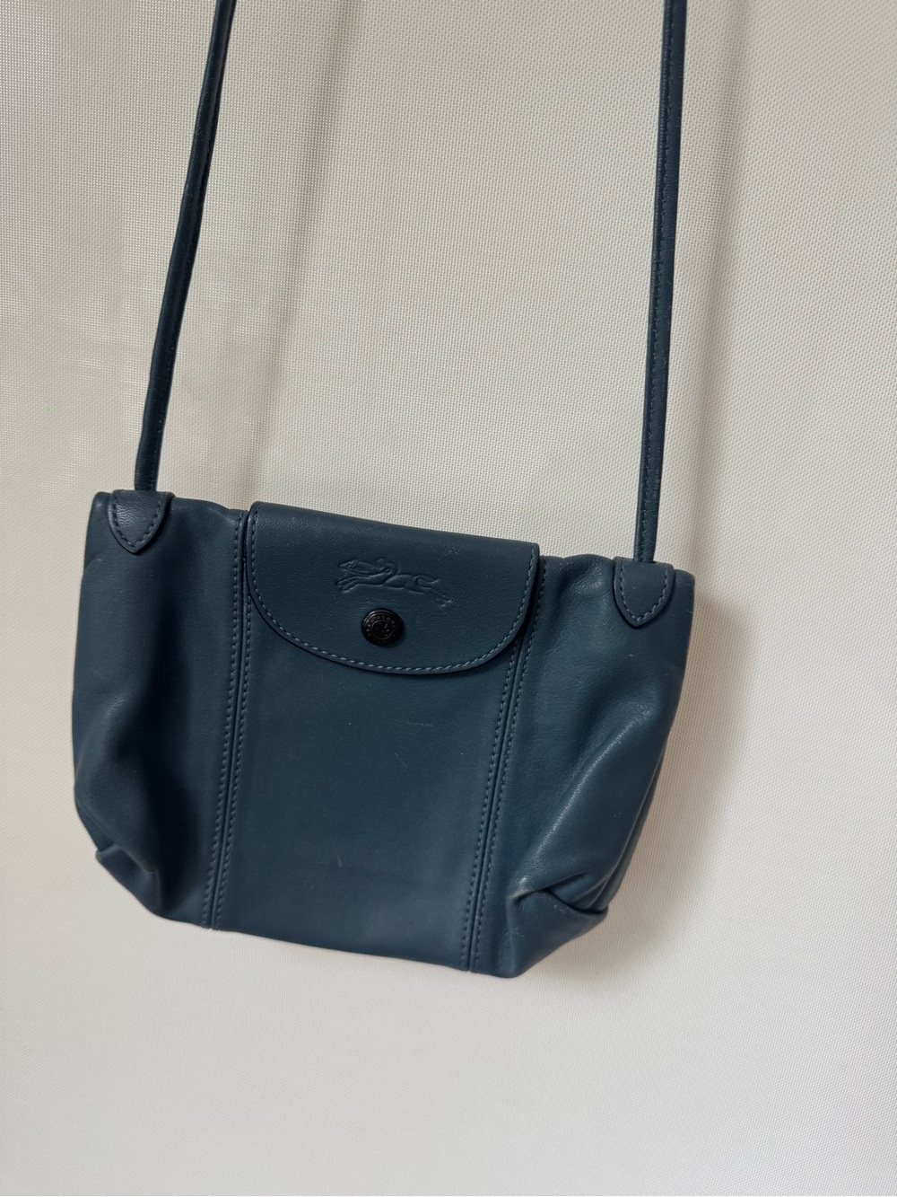 Longchamp Deep Blue Leather Crossbody Shoulder Bag